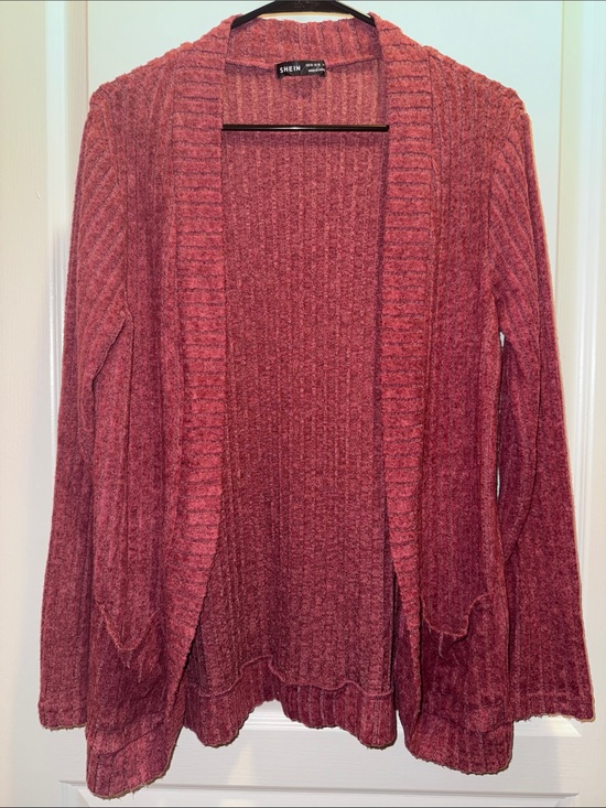 SHEIN Sweaters - SHEIN Dusty Rose Open-Front Ribbed Cardigan